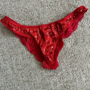 Red sequin lace panties